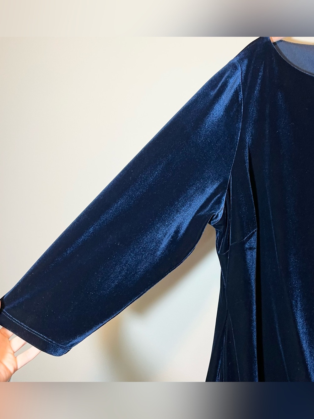 Lauren Ralph Lauren Blue Velvet Boat Neck Dress 14W Formal - Picture 4 of 11